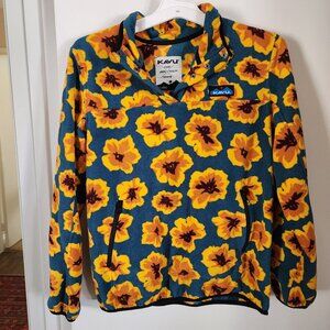 KAVU Teannaway Printed Fleece Pullover Women’s Medium Floral Quarter Snap Jacket
